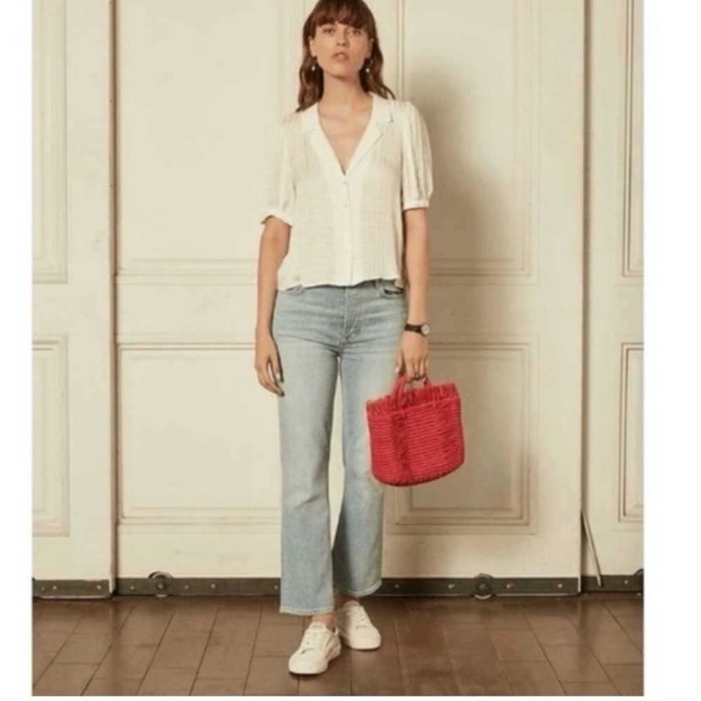 BOYISH The Brady in La Porta High Rise Crop Flare Jeans Stretch Comfy